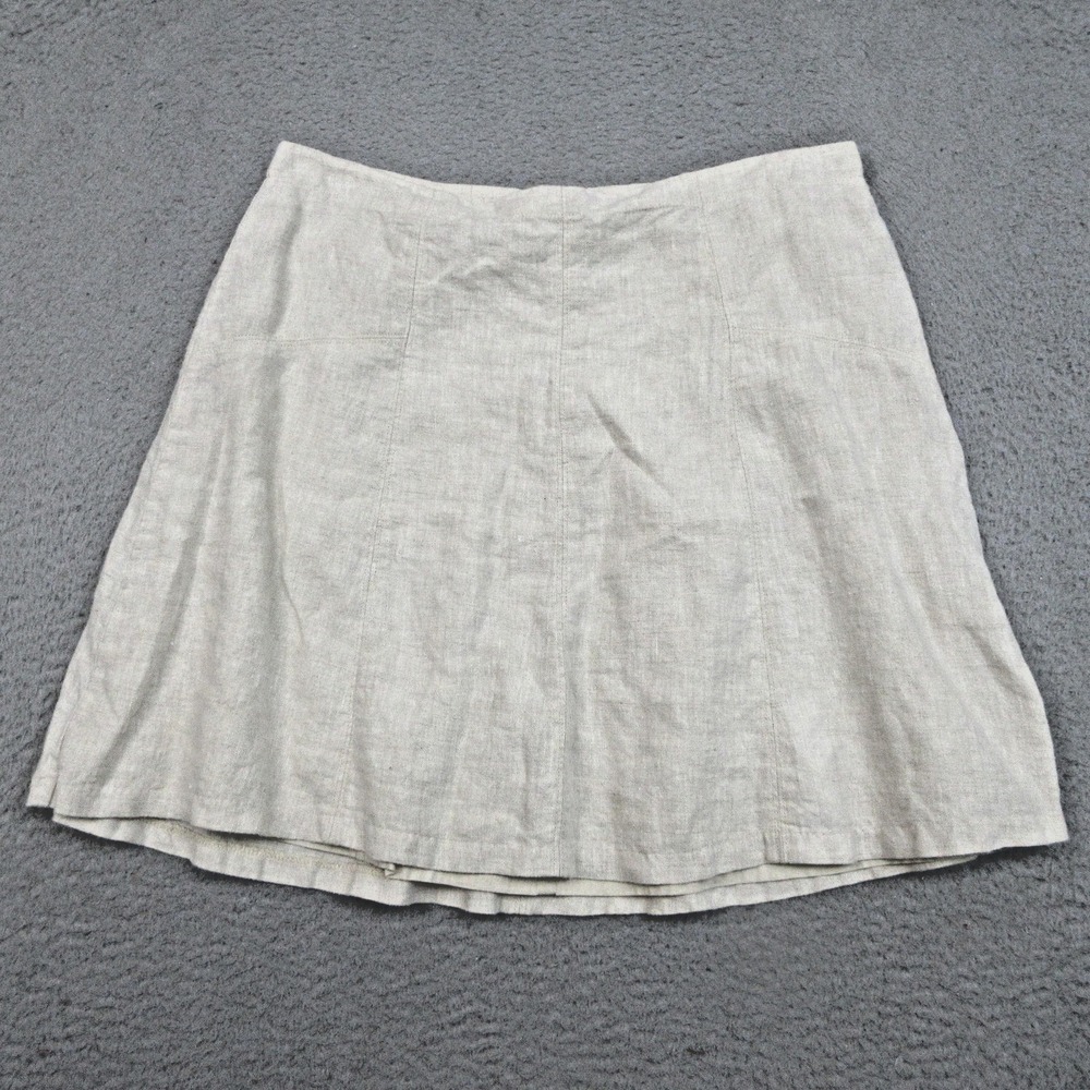 LOFT 100%‎ Linen A Line Skirt Women 14 Beige Lined Coastal Grandmother Capsule